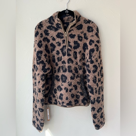 SKIMS COZY KNIT HALF ZIP PULLOVER LEOPARD PRINT S/M - Picture 7 of 8